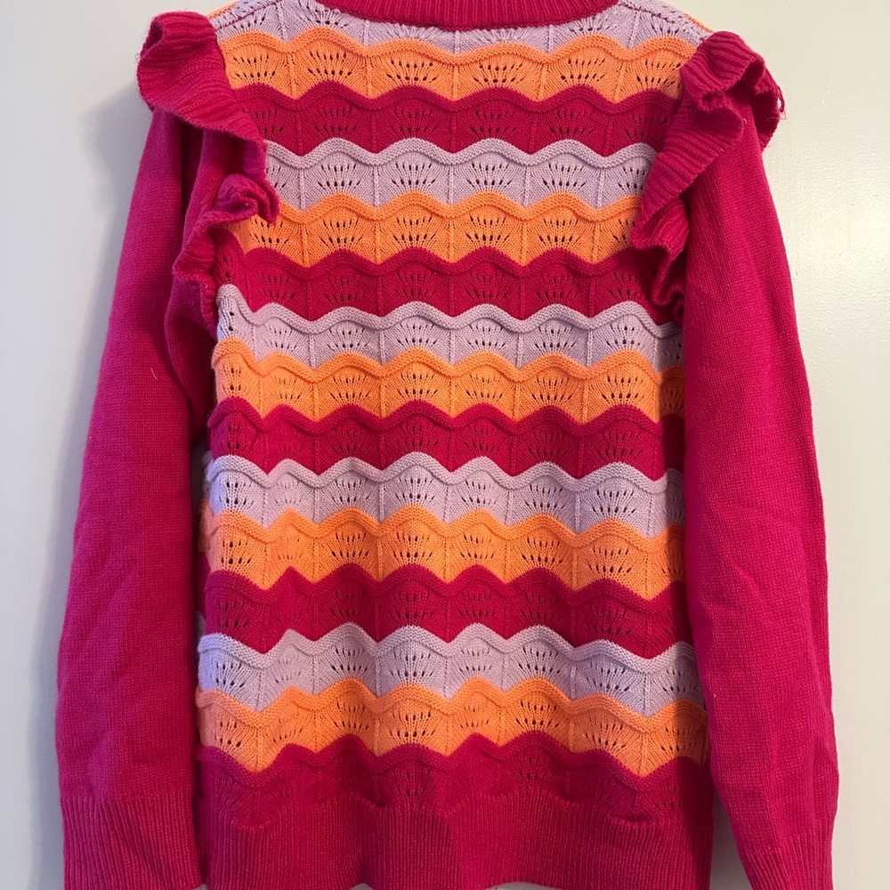 JODIFL Pink and Orange Ruffled Sweater